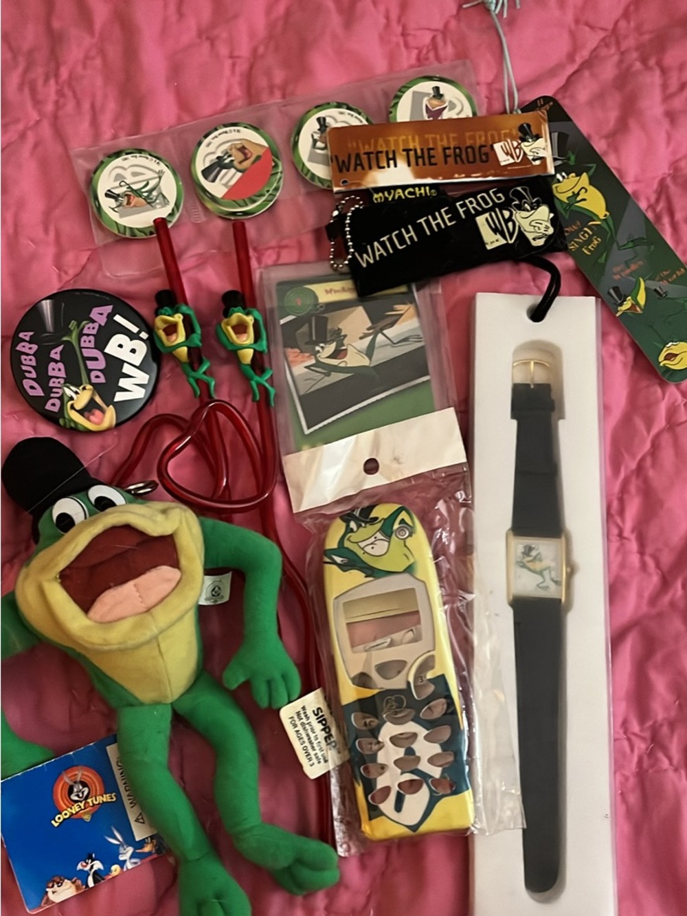 Warner Bros. MJ Frog Plush & Novelty Fan Accessory Lot